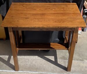 Early 1900s Solid Oak Wood Side Table 33 X 22 5 X 30 