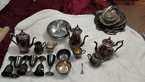 Full Set Of Silver Plated Serving Pieces And 9 Trays