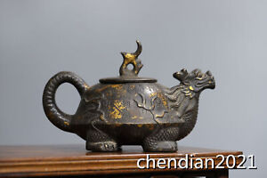 7 2 China Antique Copper Pure Copper Engraving Head Of Beast Tea Kettle