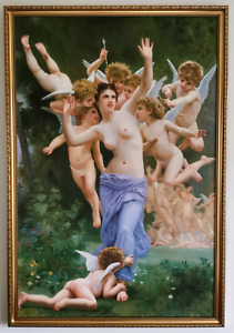 After William Bouguereau The Invasion Fine 20th Century Antique Oil Painting