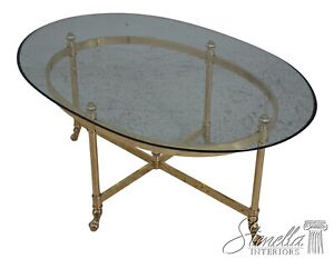 63581ec Labarge Regency Style Brass Glass Coffee Table