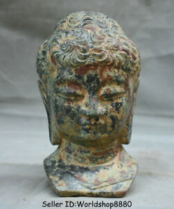 7 2 Old Bronze Ware Tibet Buddhism Shakyamuni Amitabha Buddha Head Bust Statue