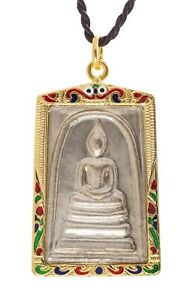 Phra Somdej Buddha With Chinnabanchon Katha Golden Thai Amulet Pendant