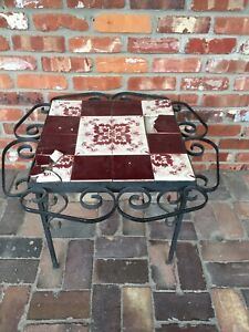 Vintage Spanish California Style Tile Wrought Iron Mission Table Needs Tlc