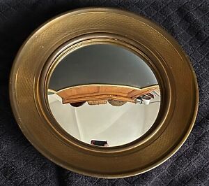 Antique Vtg Small Brass Convex Mirror Bullseye 10 75 French Industrial Roulette