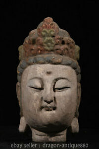 10 Old Chinese Wood Carved Guan Yin Boddhisattva Buddha Head Bust Statue