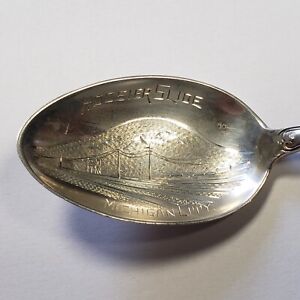 Sterling Silver Souvenir Spoon Hoosier Slide Michigan City Engraved Fl0864