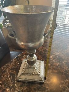 16 Silver Colored Trophy Loving Cup Light Weight Aluminum Distressed Look