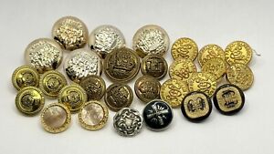 Lot Of 30 Vintage Metal Plastic Military Coat Of Arms Heraldry Unique Buttons