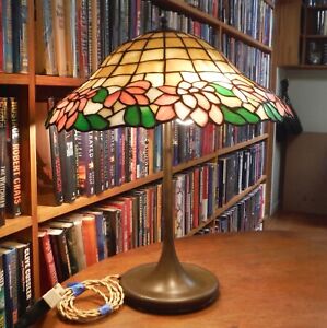 Antique Leaded Glass Lamp By Unique Handel Bradley Hubbard Wilkenson Styles