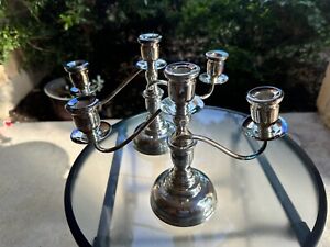 Set Of 2 Vintage 9 Inch Silver Plated 3 Arm Light Branch Candelabra Toned Euc
