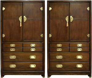 Mid Century Campaign Gentleman S Chests Dressers A Pair