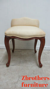 Vintage French Country Carved Vanity Seat Chair Italian