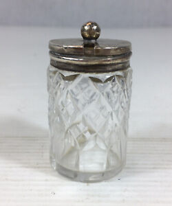 Antique 1901 William Devenport Solid Silver Topped Glass Mustard Pot 6cm High