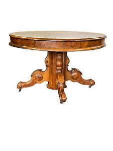 Burl Walnut 1860s Victorian Dining Table Renaissance Revival Project W Boards 9f
