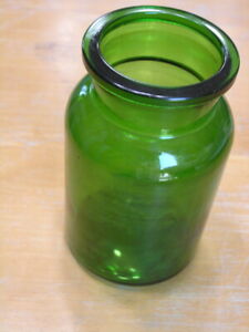 Antique Green Glass Apothecary Jar 6 75 X 3 9 Made In Belgium 567 Grams
