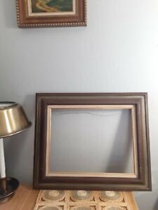 Antique Finish Gold Canvas Dark Wood Green Solid Wood Picture Frame 14x18 