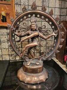 Vintage 15 X 13 Dancing Shiva Bronze Copper Alloy Statue Of Shiva Nataraja