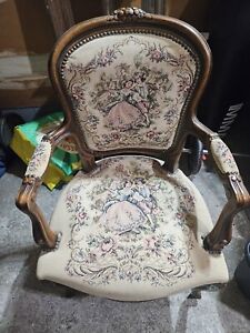 Vintage French Louis Xv Style Tapestry Armchair By Chateau D Ax 