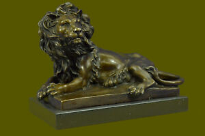 Signed Barye African Male Lion King Of Statue Figurine Bronze Sculpture Decorati