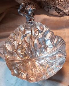 Antique Victorian Ornate Silver Plate Nut Bowl W Cherub Decoration Wmf Germany