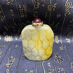 Old Chinese Natural Hetian Jade Hand Carved Exquisite Pendants Snuff Bottle