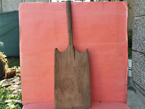 Old Antique Primitive Wooden Wood Bread Board Dough Plate Shovel Handle