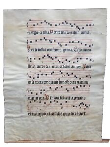16th Century Antiphonal Music Manuscript On Vellum 20 14 5 Double Sided 1 Page