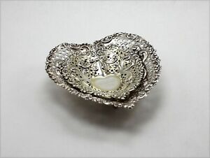 Vintage Gorham 956 Sterling Silver Heart Shape Nut Bowls Set Of 2 W Monogram