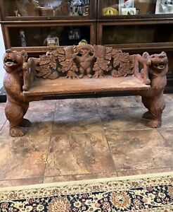 Black Forest Carved 3 Bear Bench Inspired By Story Of The 3 Bears