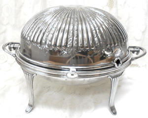 Atq Atkin Bros Slv Plate Dome Roll Top Food Biscuit Muffin Warmer Soup Tureen