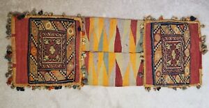 Antique Afghanistan Wool Camel Saddle Blanket W Pockets