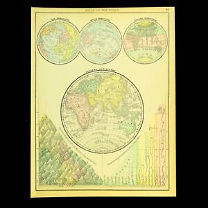 Antique Eastern Hemisphere Map World Wall Art Vintage 1800s Europe Asia Africa