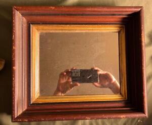 Antique Old Wood Picture Frame Framed Mirror American Wooden