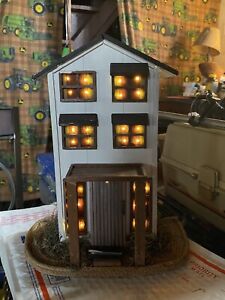 Hand Crafted Primitive Light Up House 12 5 X9 
