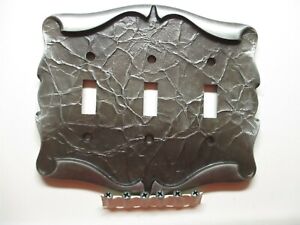 Amerock Carriage House 1970 Antique Silver Scroll 3 Gang Switch Wall Plate Cover