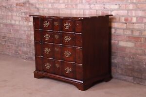 John Widdicomb Chippendale Four Drawer Walnut Block Front Chest Of Drawers