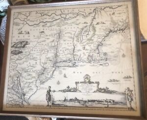 Framed Reproduction Map Of New England Virginia And New York In 1681 20 X 17