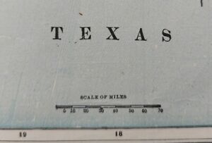 Vintage 1893 Texas Map 22 X14 Old Antique Original Austin El Paso Houston Tx