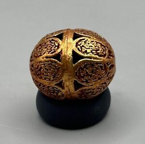 Wonderful Ancient Near Eastern Solid Silver 18k Gold Golding Unique Bead
