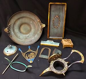 Vintage 50 S Judica Brass And Enamel Lot 10 Pieces In All