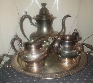 Vintage Antique Quadruple Tea Coffee Set Pairpoint Co Granny Core Cottage Core