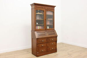 Victorian Antique Office Library Secretary Desk Bookcase 49626