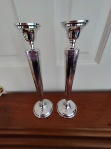 Sterling Silver Candlesticks Pair Marked 544