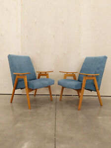 Pair Of Vintage Mid Century Modern Czech Lounge Chairs By Jaroslav Smidek
