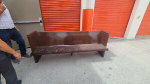 Refinished Church Pew Bench Dark Brown Lacquer Finish Reupholstered