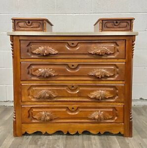 Antique Victorian Marble Top Walnut Gentleman S Dresser