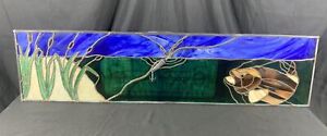  Unique Bass Stained Glass Transom Window Panel Fishing Cabin Lodge 32 X8 