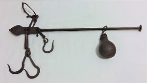 Antique Wrought Iron Steelyard Sliding Scale W 2 Weight 2 16 25 90 Scales 