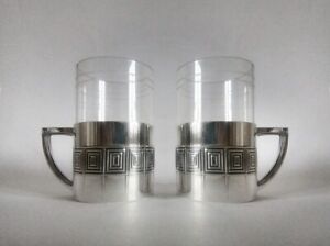 Wmf Ox Secessionist Art Deco Pair Of Glas Holders 1905 Extremly Rare